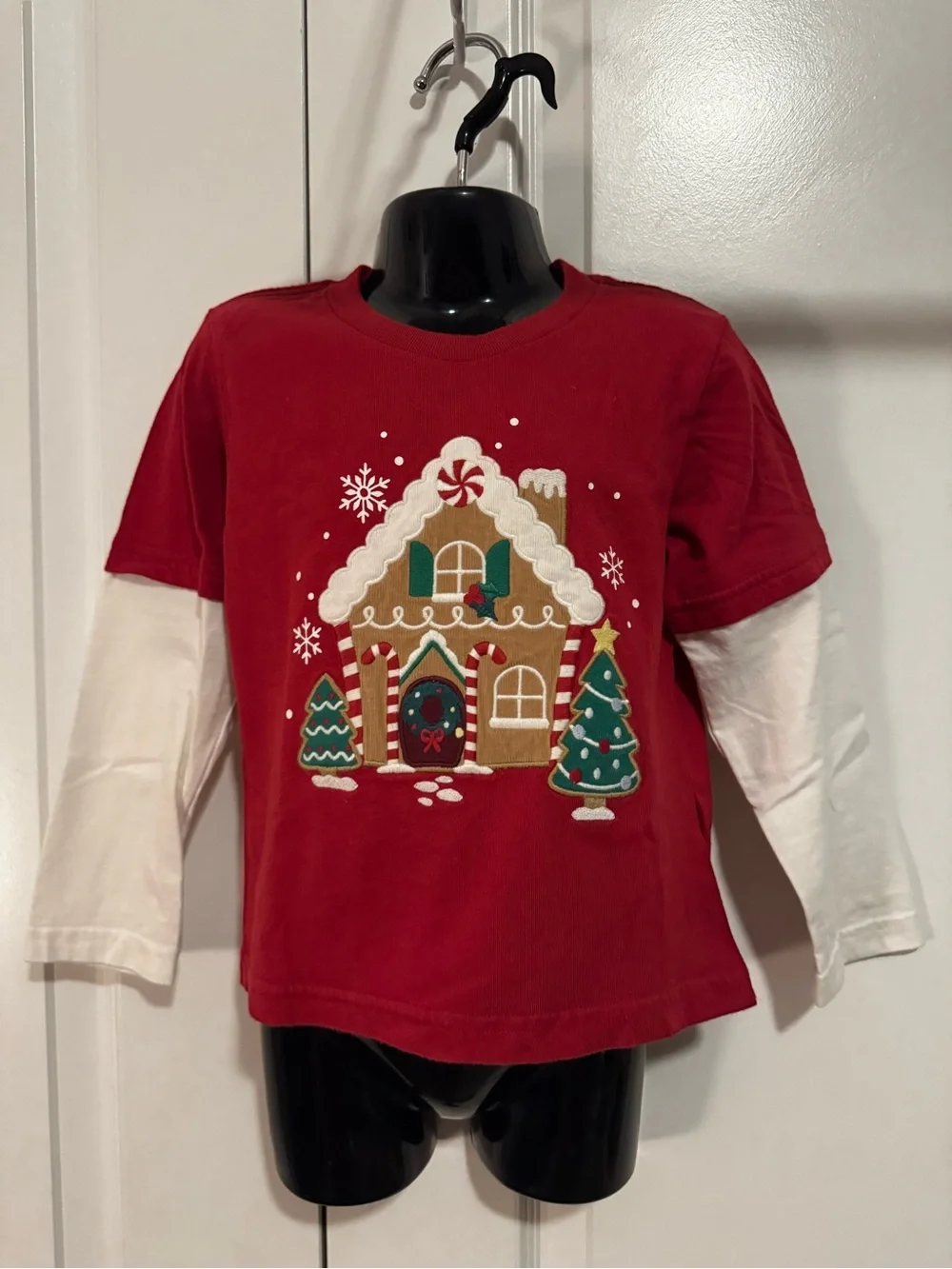 Gymboree Red Layered-Look Holiday Gingerbread House Top